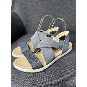 Ecco Damara Sandals Womens 39 / 8.5 Gray Leather Cross Strap Stretchy Comfort